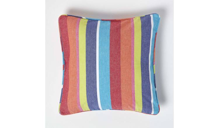 Homescapes Multicoloured Stripe 100% Cotton Cushion Cover - 45 x 45 cm