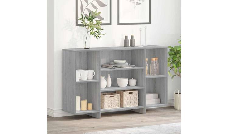 Walplus Engineered Wood Sideboard - Grey and Oak - 120 x 30 x 75 cm