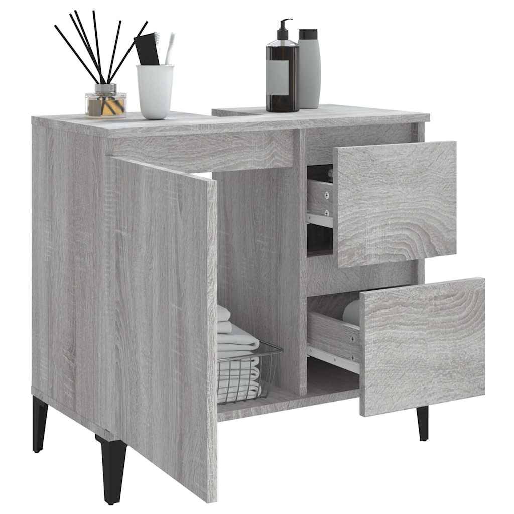 Walplus Engineered Wood Bathroom Cabinet - Grey Sonoma - 65 x 33 x 60 cm - Image 4