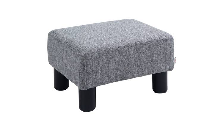 HOMCOM Linen Foot Stool with Wooden Legs - Grey