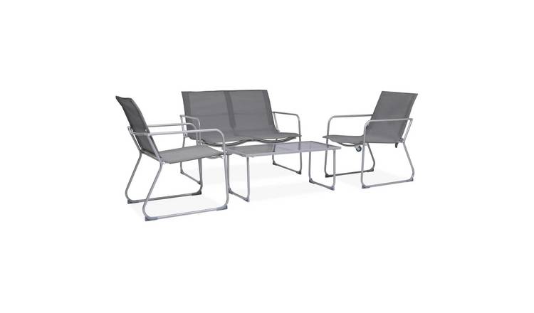 Walplus 4 Piece Textilene Garden Lounge Set - Grey - 90 x 45 x 38 cm