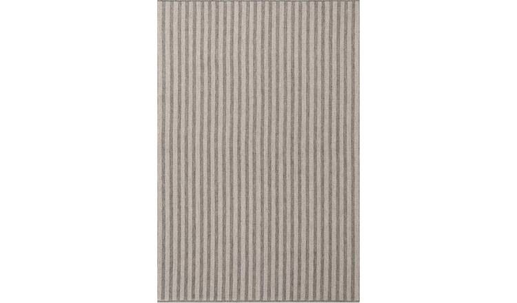 Ted Baker Grey and White Indoor Outdoor Linley Striped Rug - 160 x 230cm