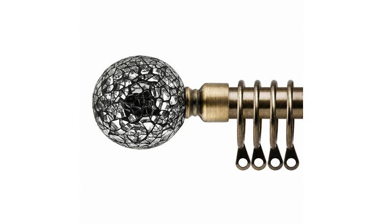 New Edge Blinds 16-19mm Brass Glass Extendable Curtain Pole - 160cm - 300cm