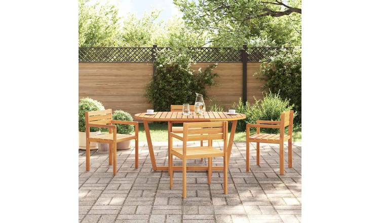 Walplus Solid Acacia Wood Garden Dining Table Oval - Brown - 150 x 90 x 75 cm