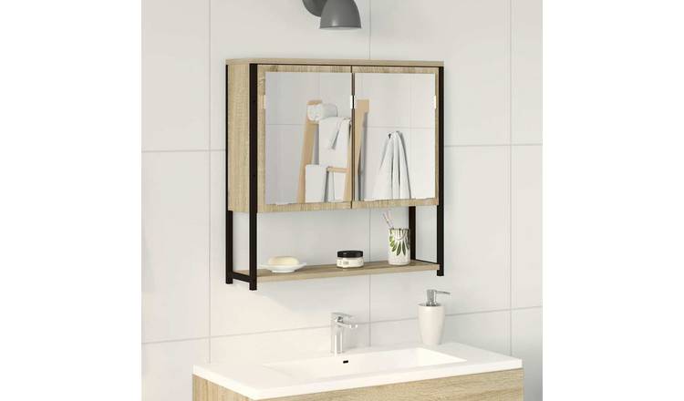 Walplus Engineered Wood Bathroom Mirror - Beige - 60 x 16 x 60 cm