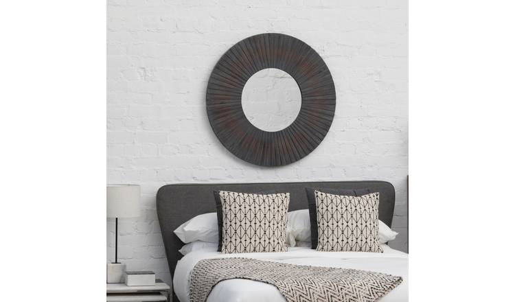 Orsina Barn Antique Wood Effect Wall Mirror – Black and Brown