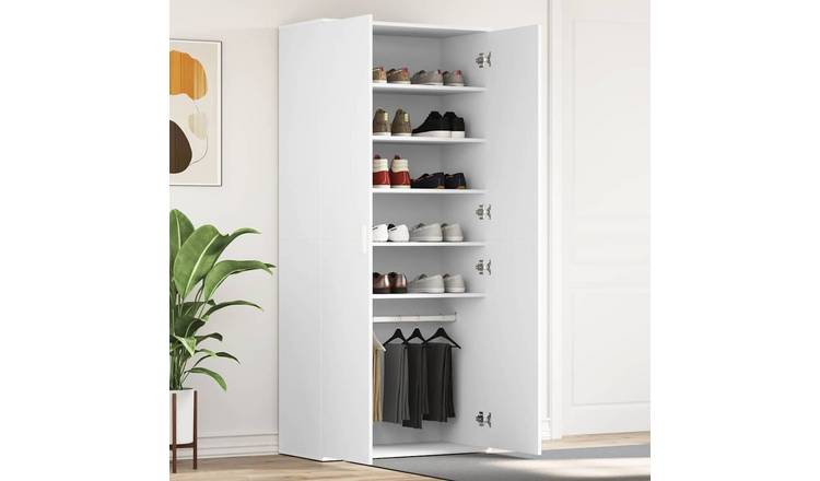 Walplus 5-Shelf Engineered Wood Shoe Cabinet - White - 80 x 39 x 178 cm