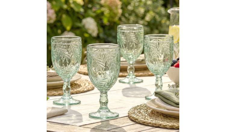 Dibor Set of 4 Laurier Glass Wine Glasses - Green