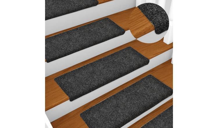 Walplus Pack of 15 Self-Adhesive Rectangular Stair Mats - Dark Grey - 65 x 21 cm