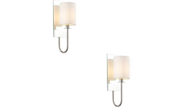 Loops Direct Pack of 2 Steel and Glass LED Wall Light - Vintage White