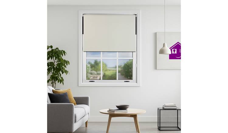Furnished Cream Blackout Roller Blind - 55 x 165cm