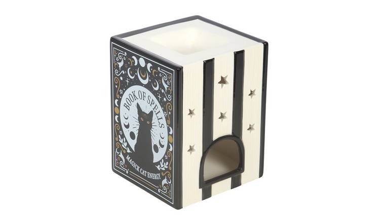 Something Different Book Of Spells Black Cat Oil Burner & Wax Melts - Black