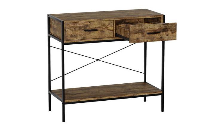 Vida Designs Brooklyn 2 Drawer Console Table - Dark Wood