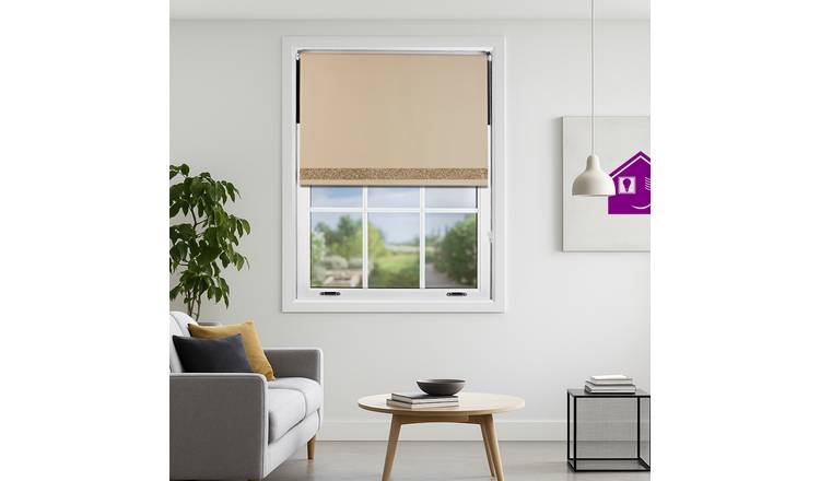 Furnished Cappuccino Blackout Roller Blind with Glitter Strip - 55 x 165cm