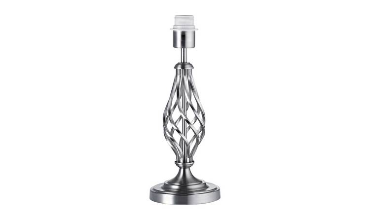 Happy Homewares Brushed Satin Nickel Base with Twist Metal Table Lamp - 14cm
