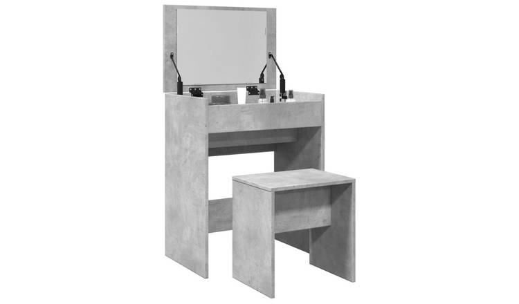 Walplus Dressing Table and Stool - Concrete Grey - 60 x 40 x 113.5 cm