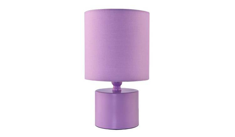 Happy Homewares Soft Lilac Glossy with Cotton Fabric Drum Table Lamp - 13cm