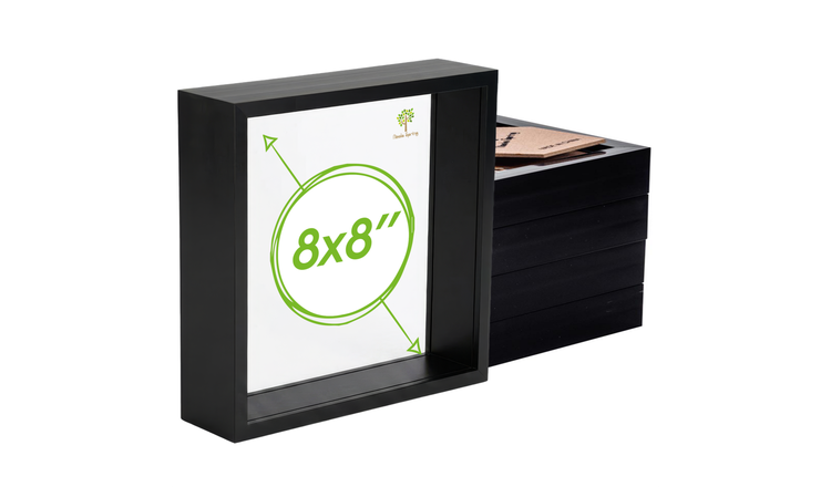 Nicola Spring 3D Deep Box Photo Frames - 8 x 8" - Set of 5 - Black