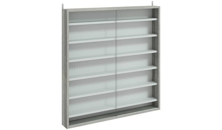 HOMCOM 7 Tier Display Cabinet with 6 Adjustable Shelves - Graphite