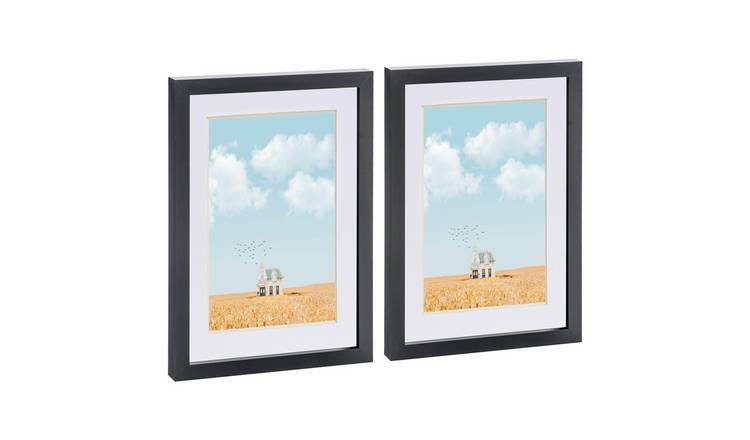 Nicola Spring Photo Frames - 8 x 12" with A5 Mount - Set of 2 - Black