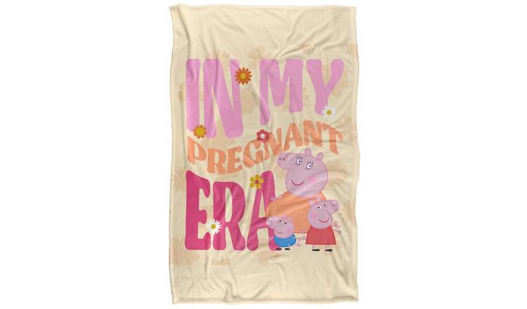 Peppa Pig Pregnant Era Mummy Pig White Blanket - 152cm x 127cm