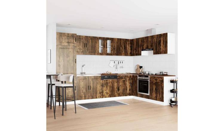 Walplus 2 Door Rectangular Storage Cabinet - Smoked Oak - 80 x 46 x 81.5 cm