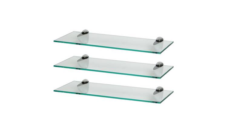 Harbour Housewares Floating Glass Wall Shelves - Set of 3