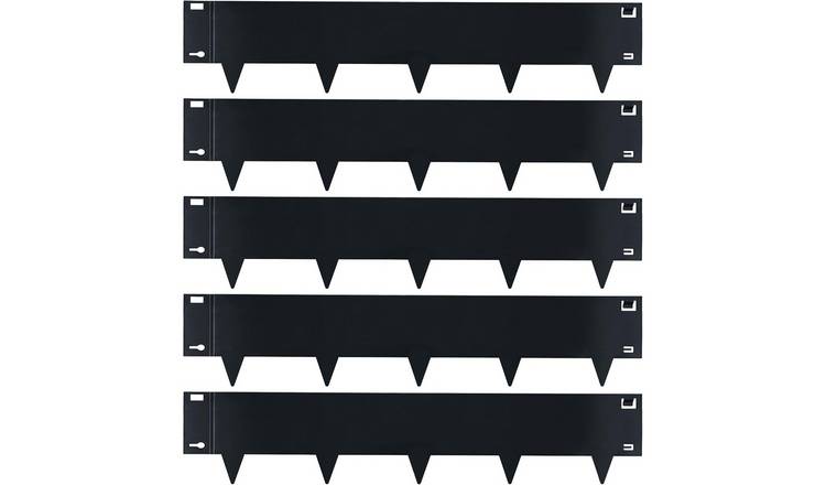Greenera 5m x 16cm Galvanised Steel Lawn Edging Garden Border - Black