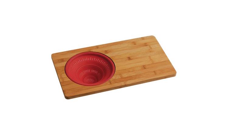 Orsina Aleki Bamboo Chopping Board with Collapsible Colander – Natural
