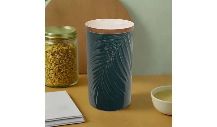 Orsina Bali Large Storage Jar With Bamboo Lid – Dark Green