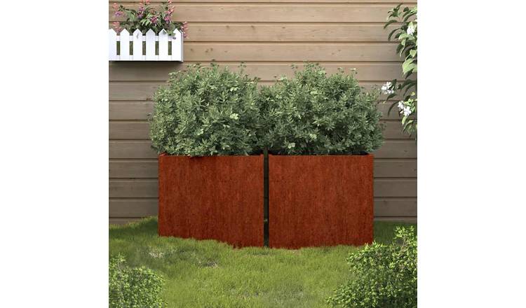 Walplus Pack of 2 Corten Steel Garden Planter - Rusty - 49 x 47 x 46 cm