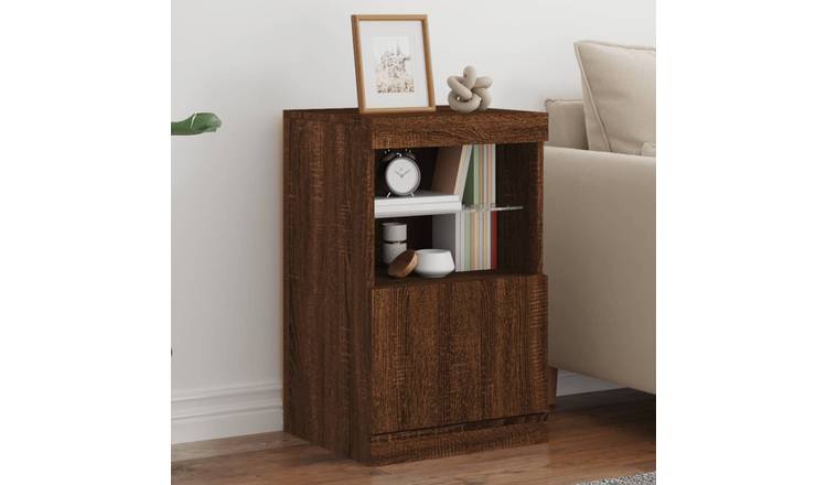Walplus Engineered Wood LED Sideboard - Brown Oak - 41 x 37 x 67 cm