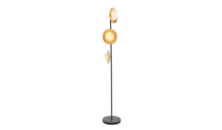 Loops Direct Steel and Glass Freestanding Floor Lamp - Gold and Bronze