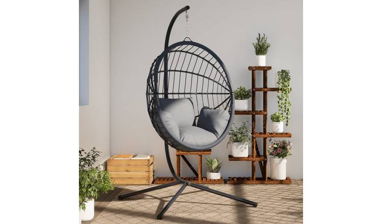 Walplus Hanging Egg Chair Stand Without Basket - Black - 104 x 100 x 197 cm