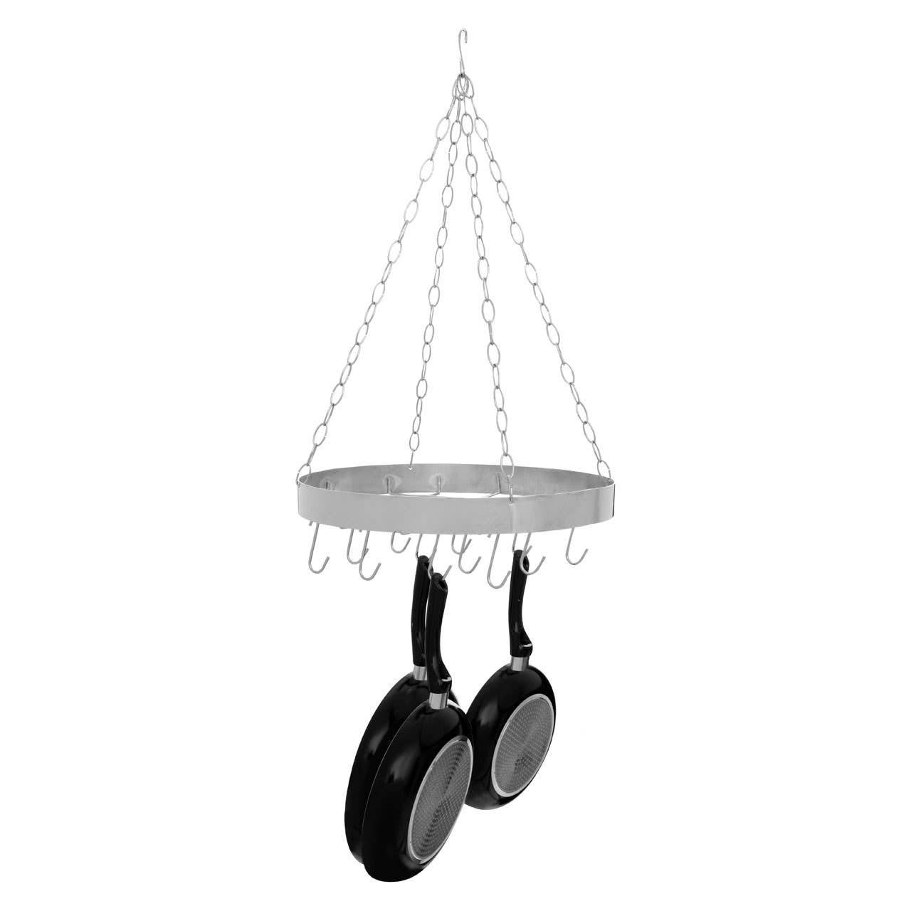 Orsina Valen Metal Round Hanging Pot Rack - Chrome - Image 4