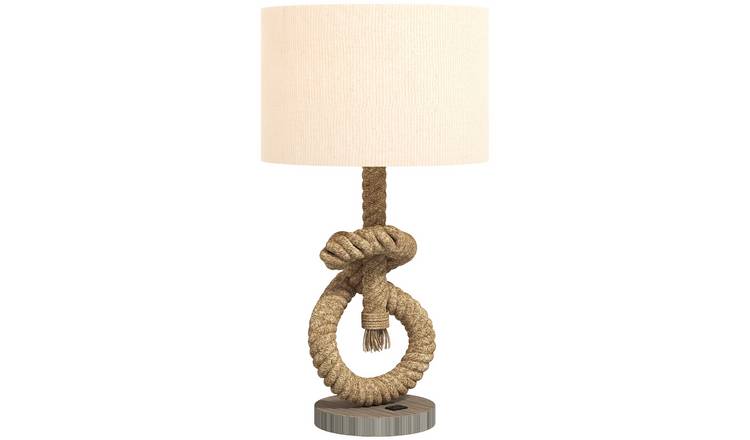 HOMCOM Nautical Hemp Rope LED Table Lamp E27 - Natural