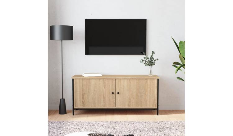 Walplus Engineered Wood TV Cabinet with Doors - Light Oak - 102 x 35 x 45 cm