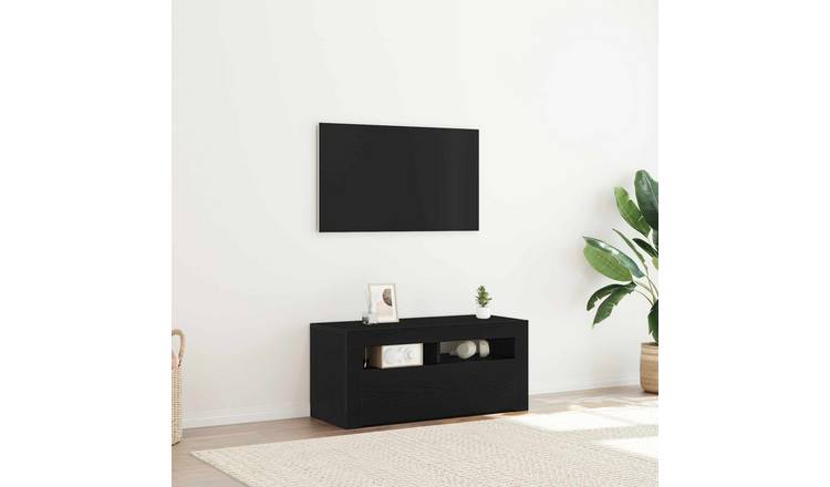 Walplus Engineered Wood TV Cabinet - Black - 90 x 35 x 40 cm