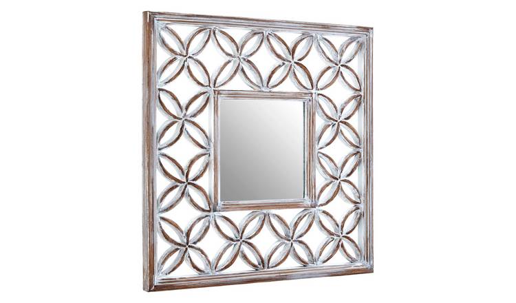 Orsina Indus Antique Lattice Frame Wall Mirror – White