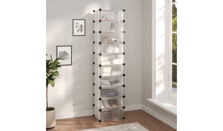 Walplus Plastic Shoe Rack - Transparent - 44 x 32 x 174 cm