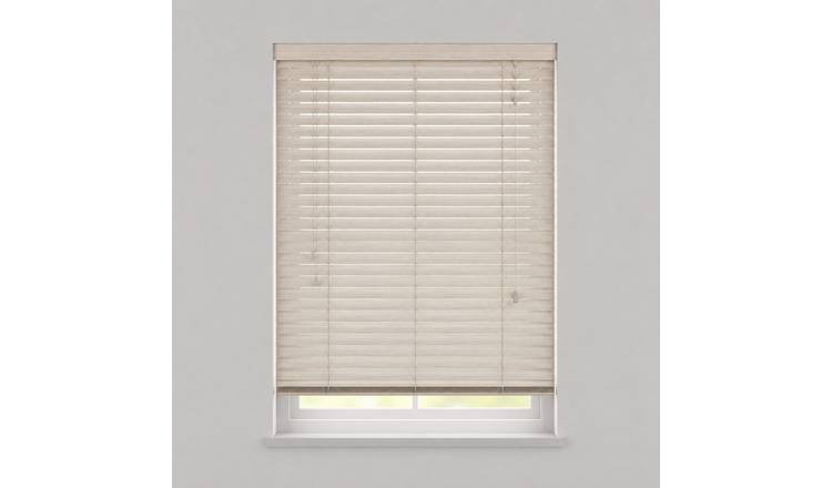 New Edge Blinds Natural Oak Faux Wood String Venetian Blind - 130cm x 120cm