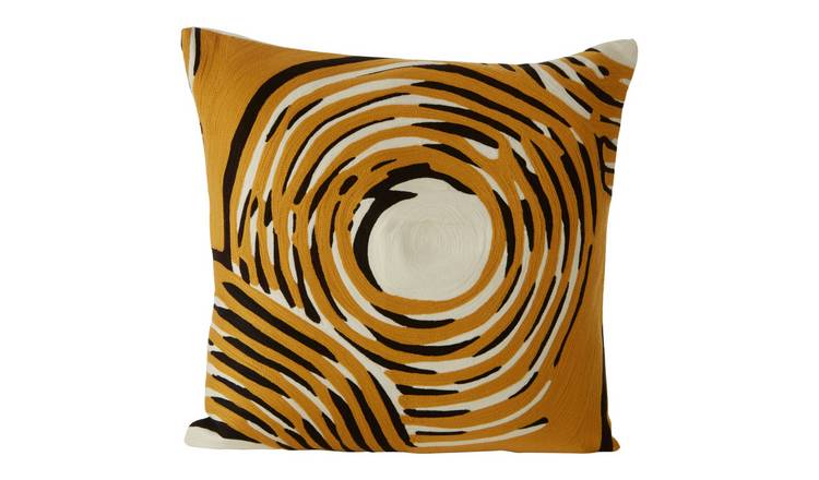 Orsina Bosie Ozella Abstract Circular Design Square Cushion – Black and Yellow