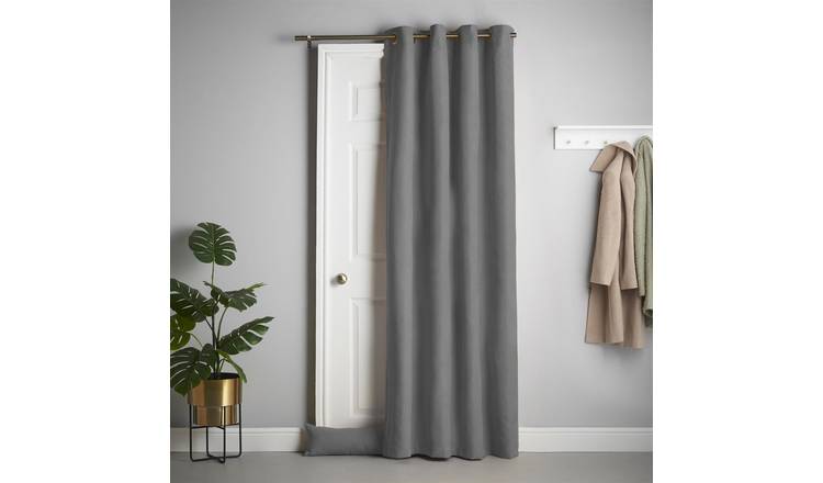 Luxury Living Velvet Chenille Eyelet Door Curtain 137cm x 213cm - Slate