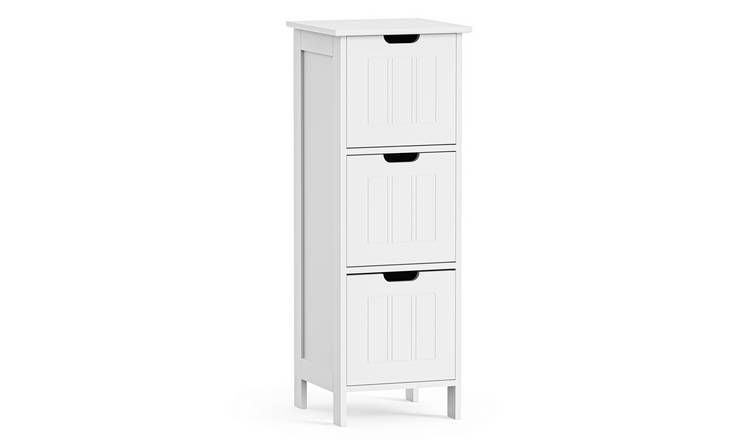 VonHaus Holbrook 3 Drawer Bathroom Storage Cabinet - White