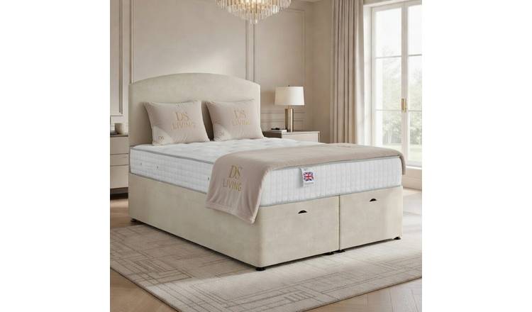 DS Living Opulence King Size Upholstered Ottoman Bed Frame - Cream