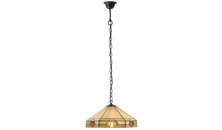 Loops Direct Glass and Steel Hanging Pendant Light - Bronze and Amber