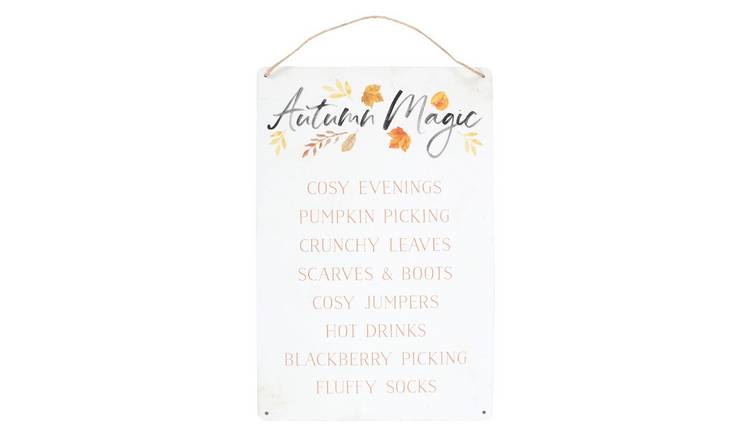 Something Different Autumn Magic Metal Hanging Plaque - White
