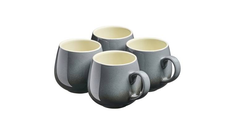 Cooks Professional 4 Piece Colourful Round Mug Set 350ml - Grey
