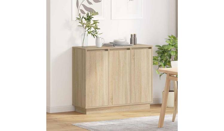 Walplus Engineered Wood LED Sideboard - Sonoma Oak - 90 x 32 x 75 cm