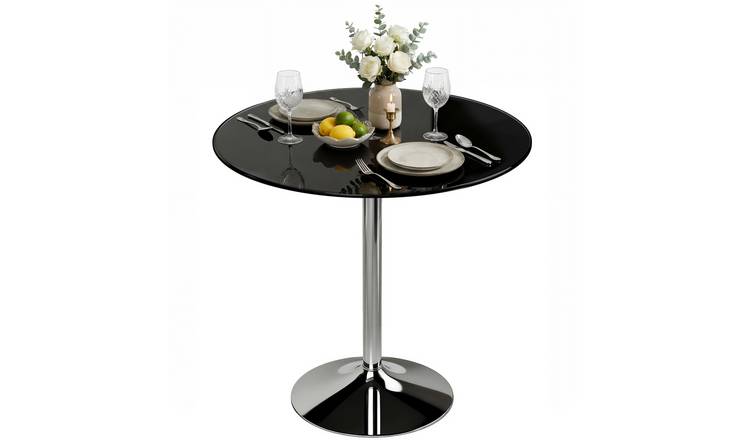 HOMCOM Modern Bar Table with Tempered Glass Top - Black